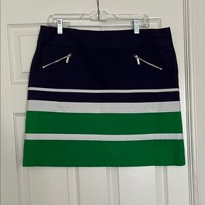 Anne Klein Navy and Green Mini Skirt